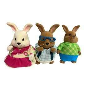 Lot Of li'l Woodzeez Animal Toy Figures 3 Rabbits Bundle Of Brown White Rabbits